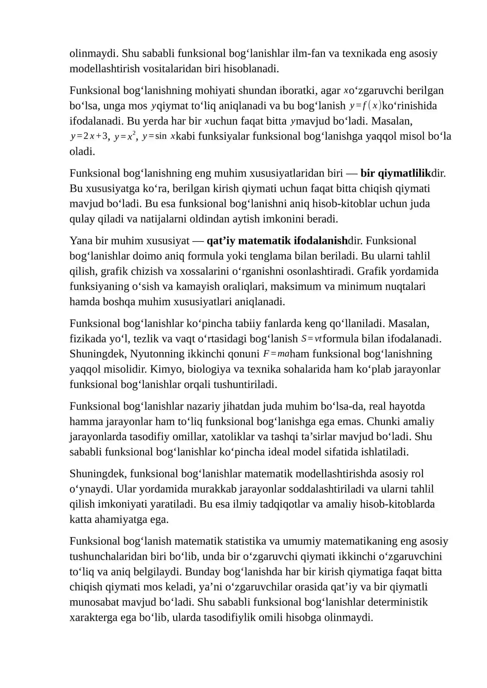 Funksional, statistik va korrelyatsion bog‘lanishlar 4
