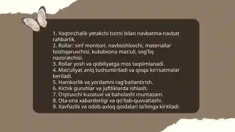 Sinf rahbarining oʻquvchilar jamoasi bilan ishlash 4