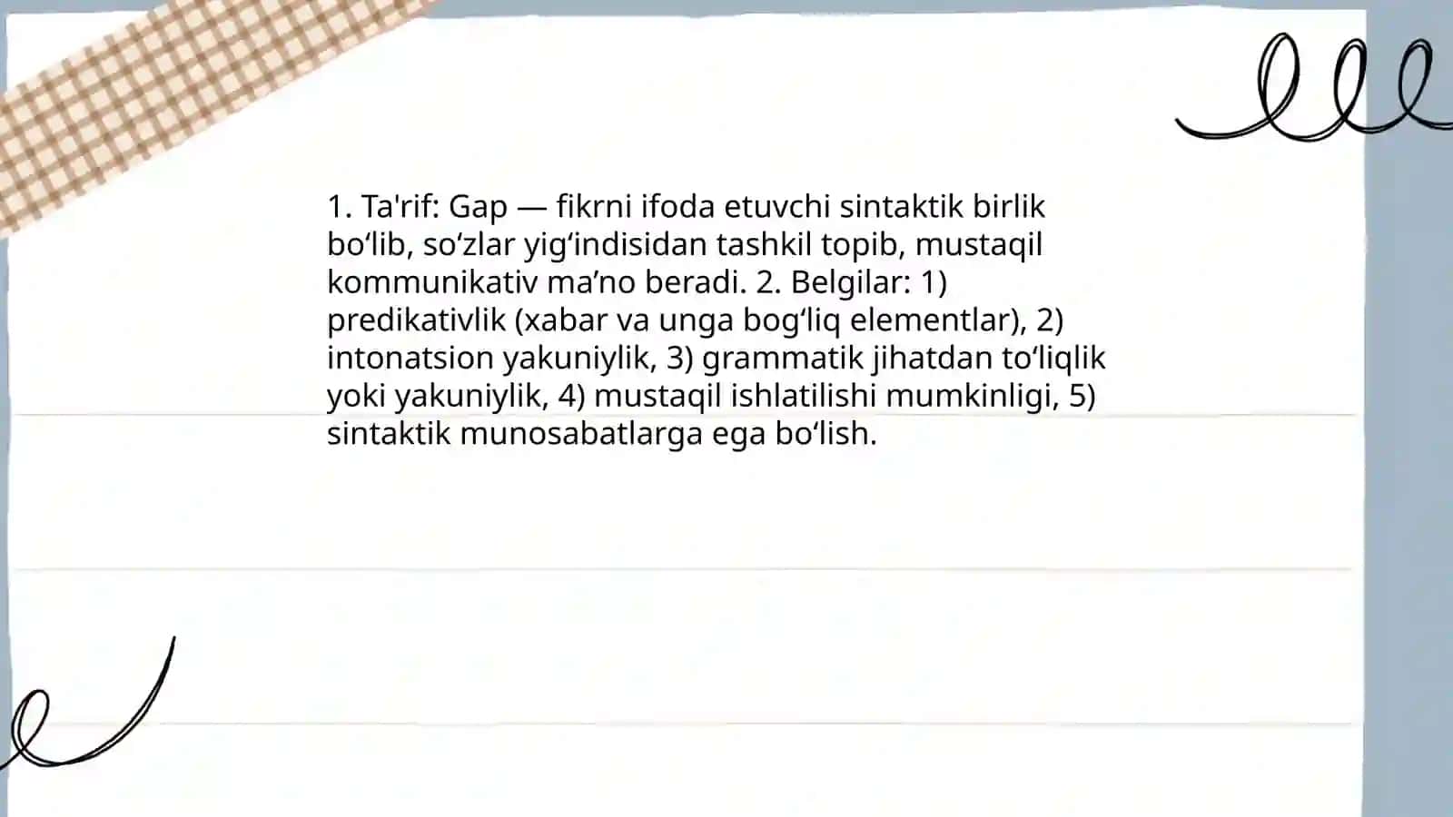 Sintaksis gap va uning bòlaklari 4