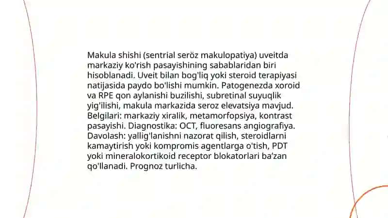 Uveitlarda ko’rish pasayishi va profilaktikasi 4