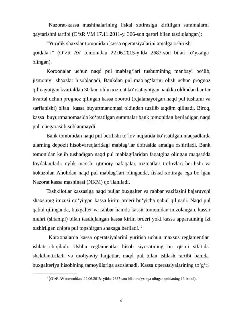Kassa operatsiyalar hisobi 4