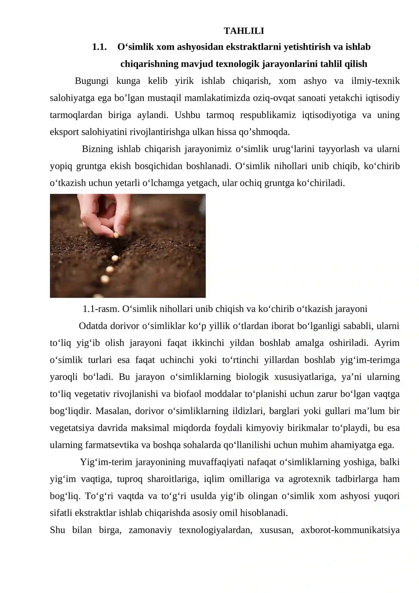O‘SIMLIK EKSTRAKTLARI ISHLAB CHIQARISH JARAYONI 4