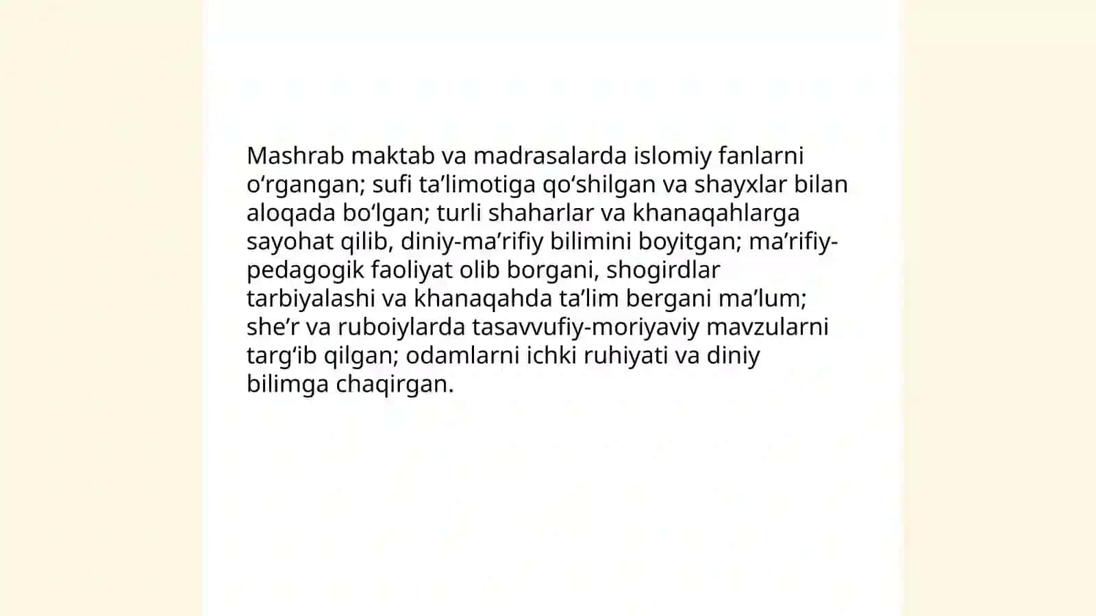 Mashrab hayoti va ijodi 4