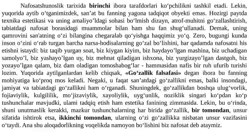 Nafosat falsafasi (Estetika) 4