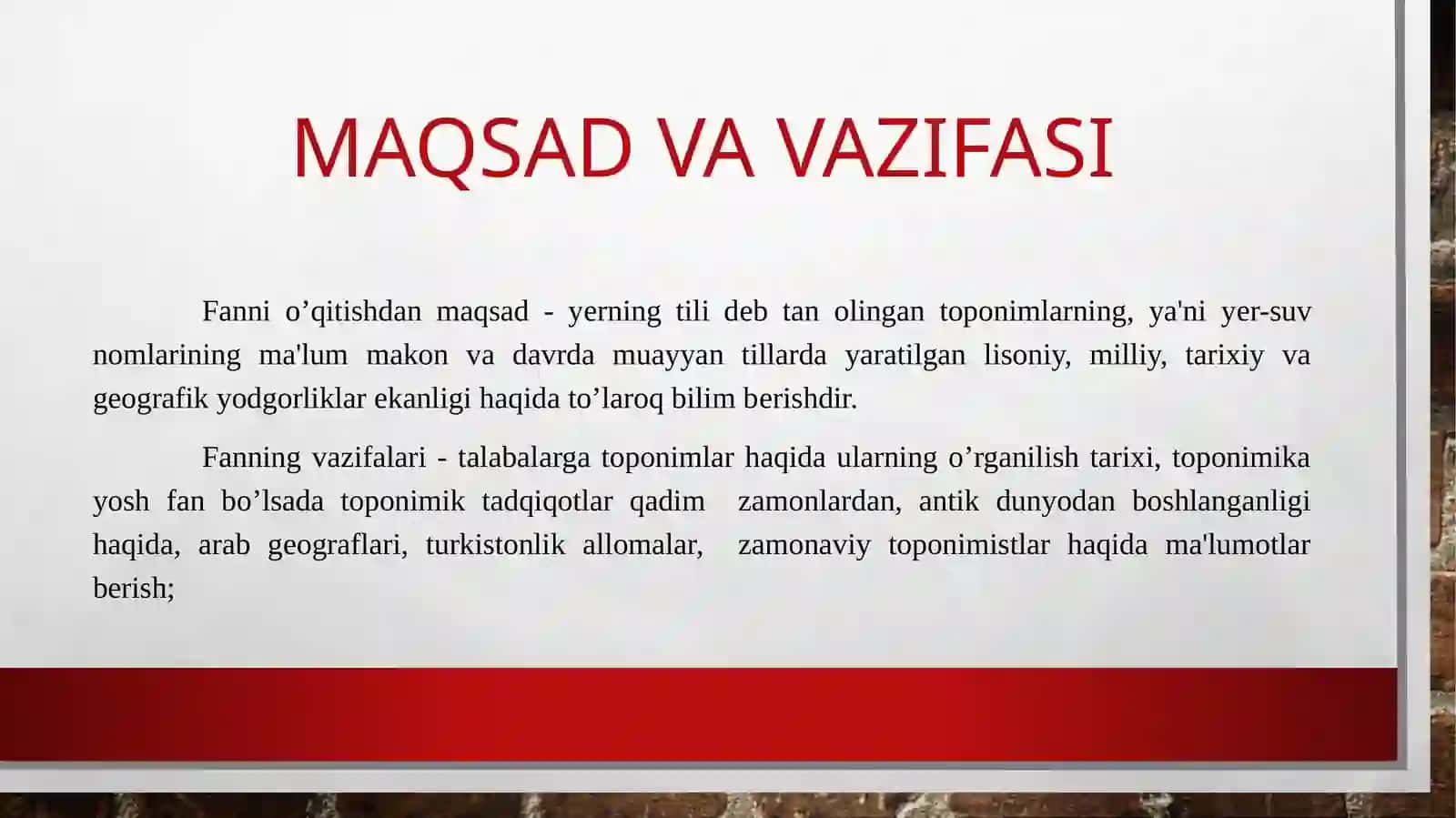Toponimiya fanining maqsad va vazifalari 4
