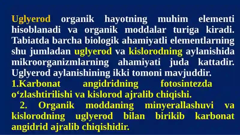 Karbonbirikmalarini mikroorganizmlar tomonidan boshqarilishi 4