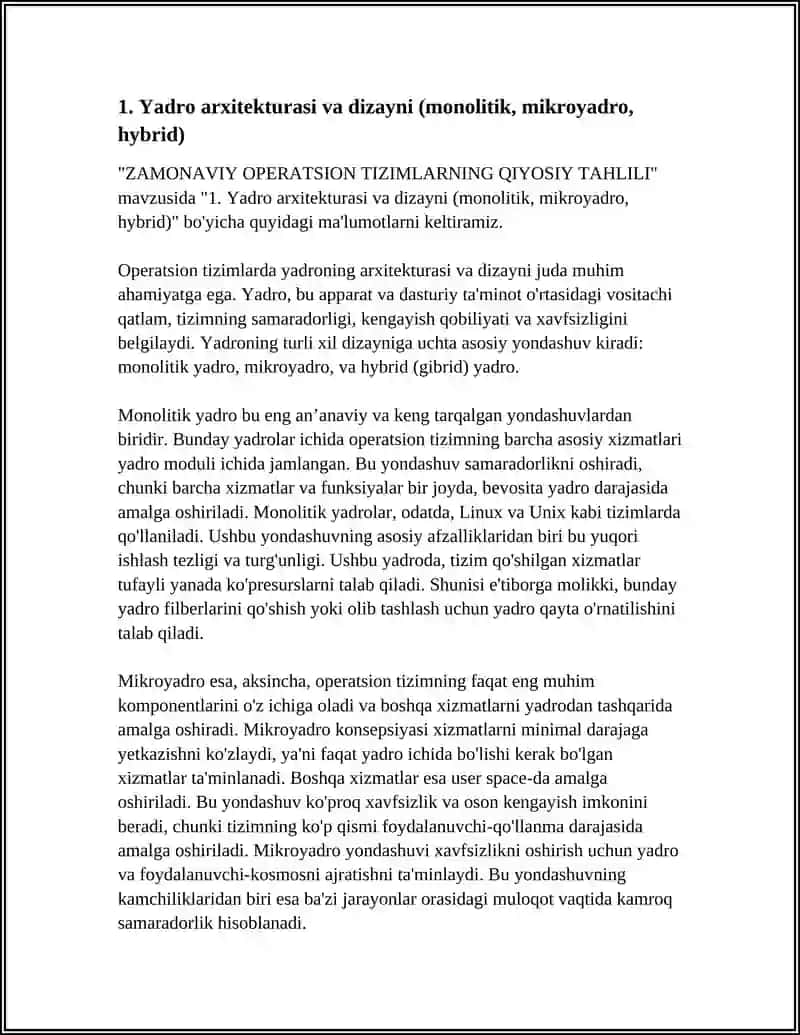 ZAMONAVIY OPERATSION TIZIMLARNING QIYOSIY TAHLILI 4