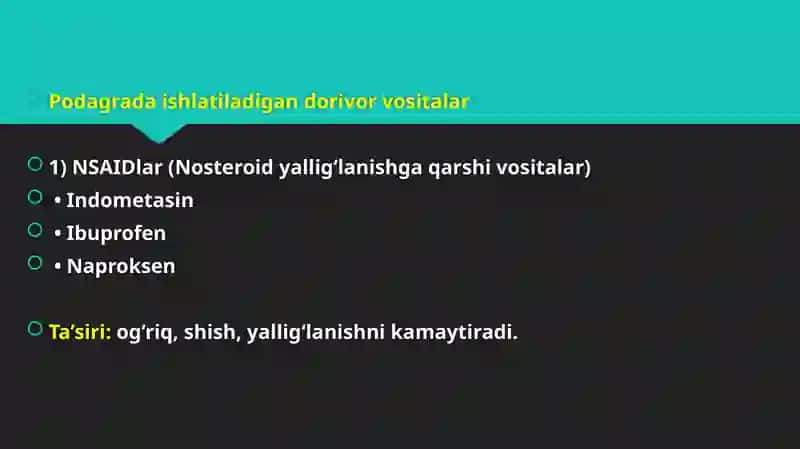 Podagra va semizlikni bartaraf etuvchi dori vositalar 4