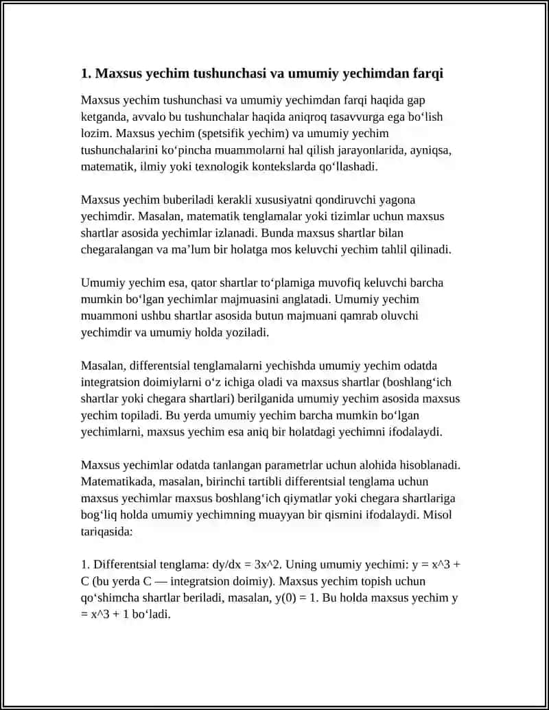 DIFFERENSIAL TENGLAMALARNING MAHSUS YECHIMI 4