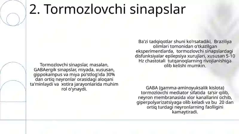 Sinaps va mediatorlarning umumiy tasnifi 4