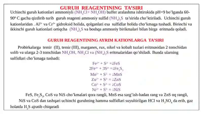 III va IV GURUH KATIONLAR ANALIZI 4