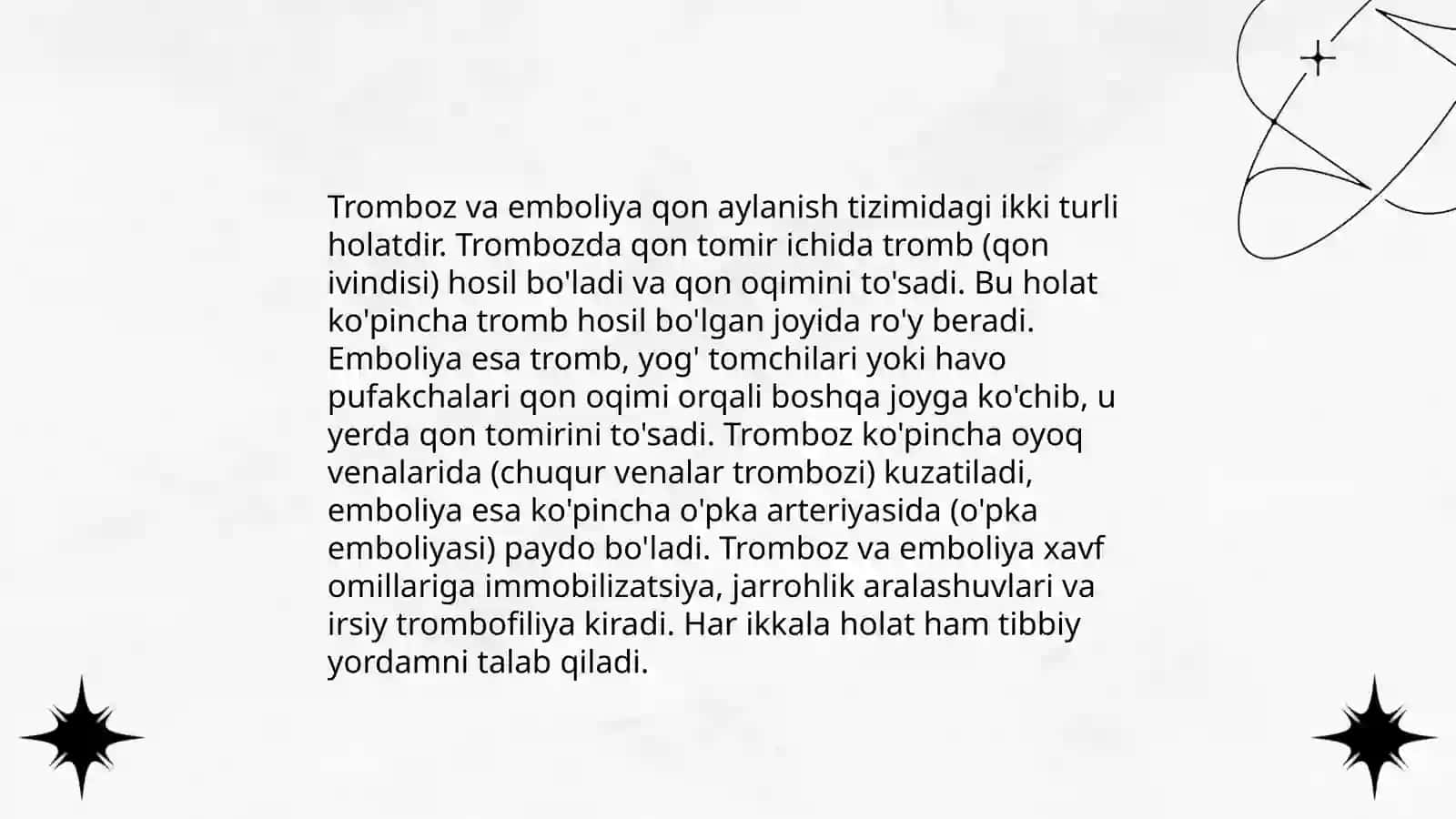 O'tkir arterial okklyuziyalar (tromboz emboliya) 4