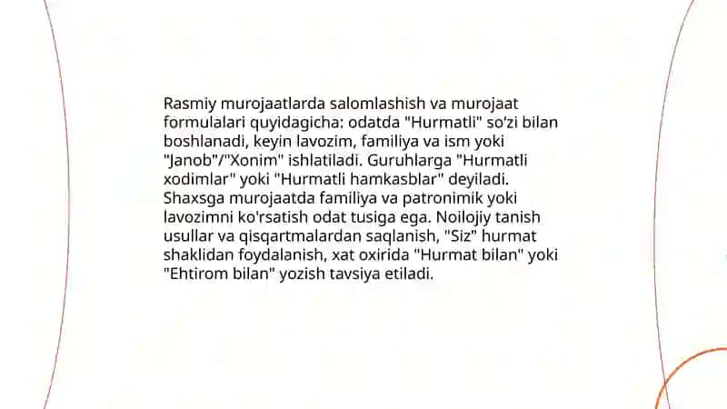 Rasmiy murojaatlar etiketi 4