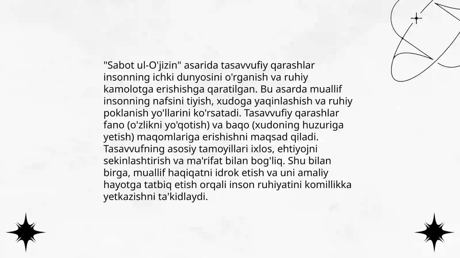 Sabot ul O'jizin asarida eʼtiqod masalalari 4