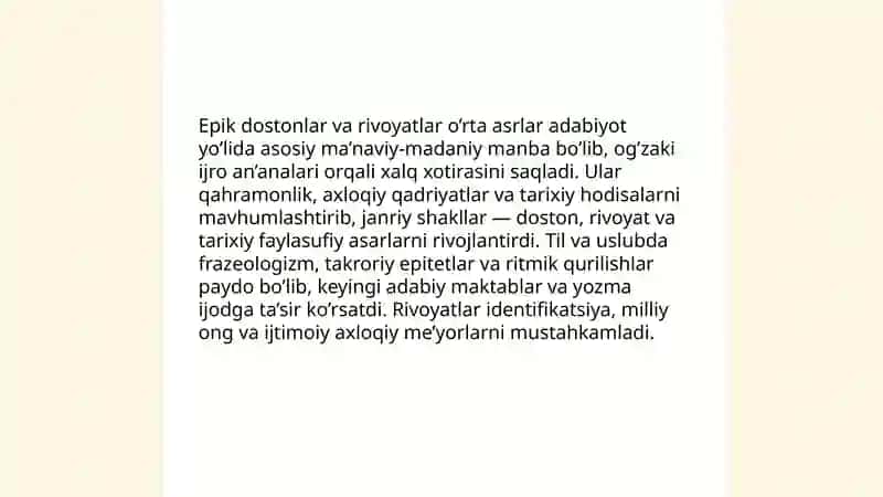 O'rta asrlar adabiyoti yo'li 4