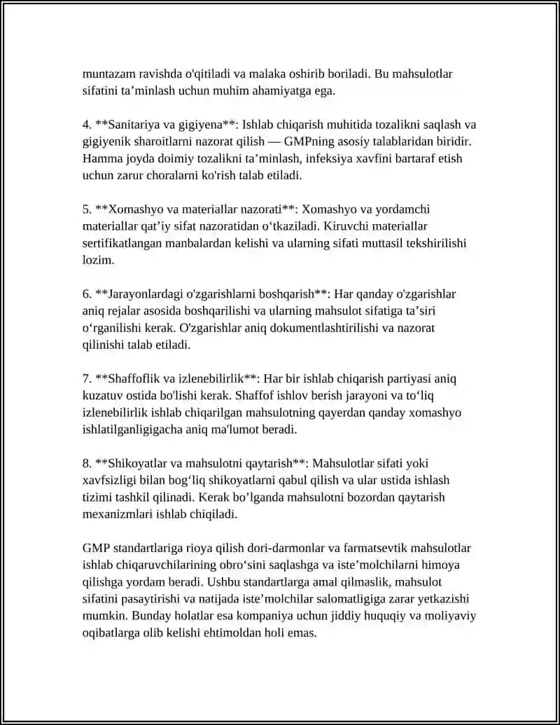 DORI VOSITALAR, TIBBIY BUYUMLAR VA FARMATSEVTIK TOVARLARNI ISHLABCHIQARISH 4