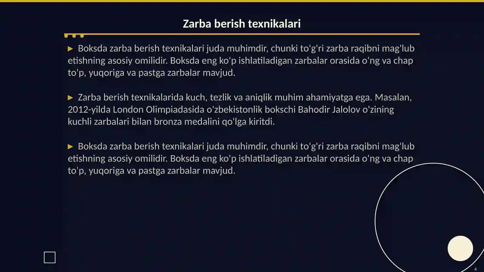 Boks boyicha texnik tayyorgarlik 4