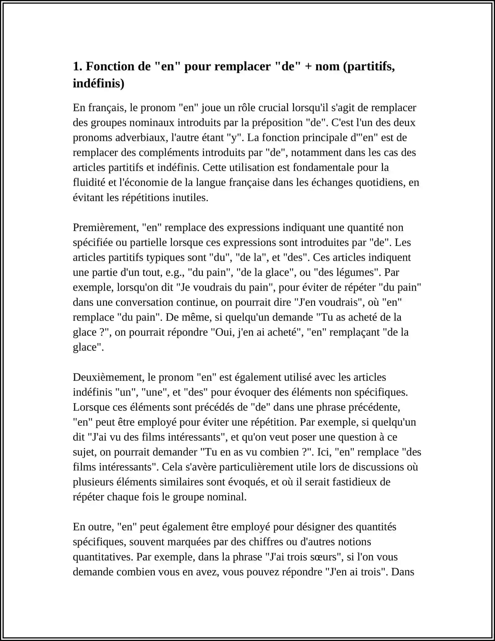 REFERAT: LES PRONOMS EN ET Y 4