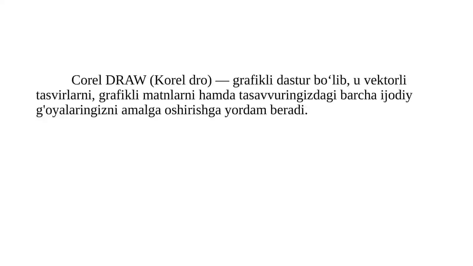 Corel Draw grafik prosessori. Corel draw grafik muxarriri 4