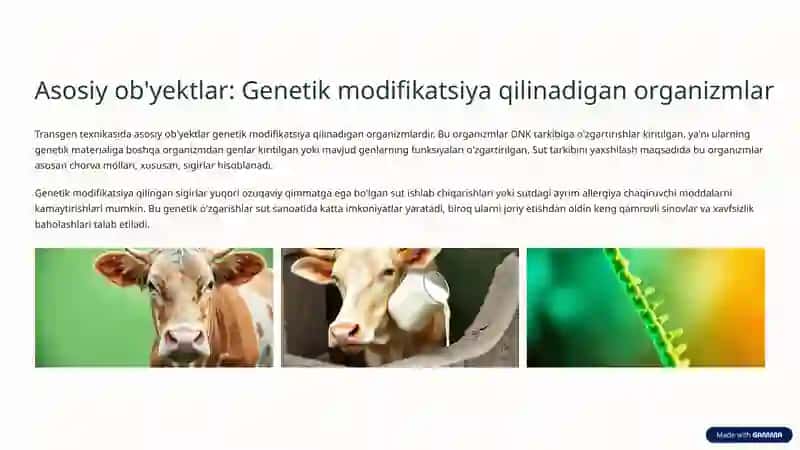 Sut tarkibini yaxshilashda transgen texnikasini qo'llash 4