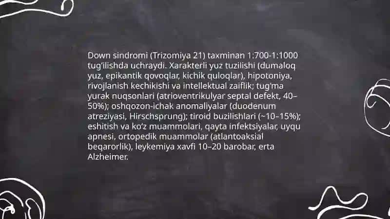 Daun sindromi: genetika va xromosomalik sabablari 4