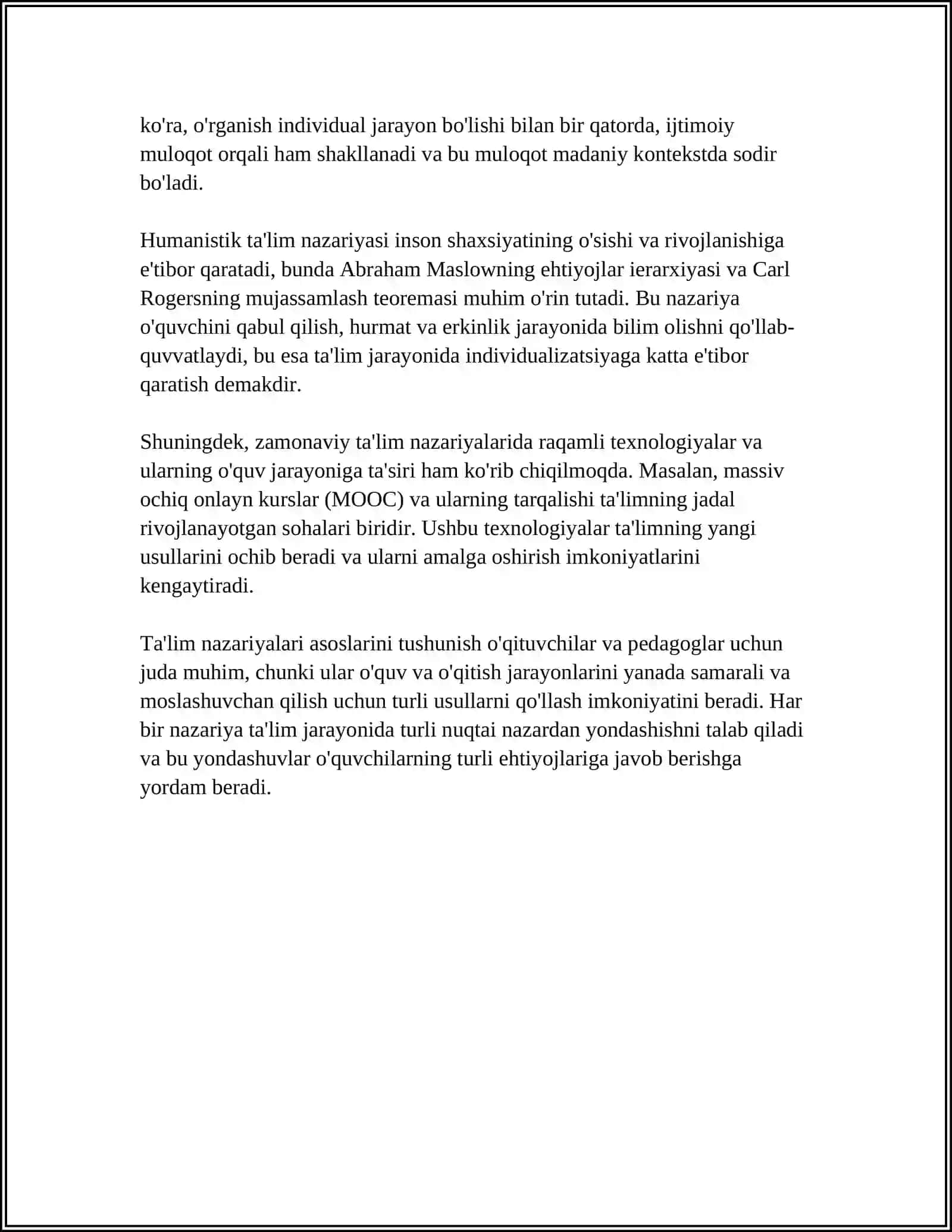 DIDAKTIKA TA'LIM NAZARIYASI SIFATIDA. TA'LIM PARADIGMALARI 4