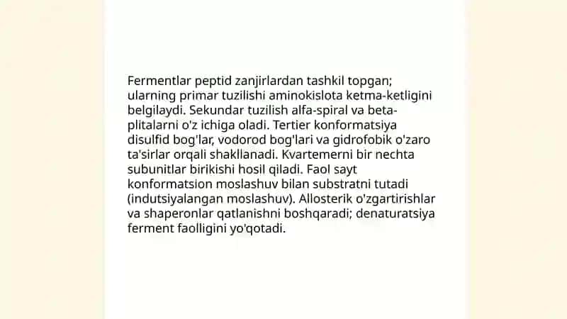 Fermentlar va fermentativ reaksiyalari 4