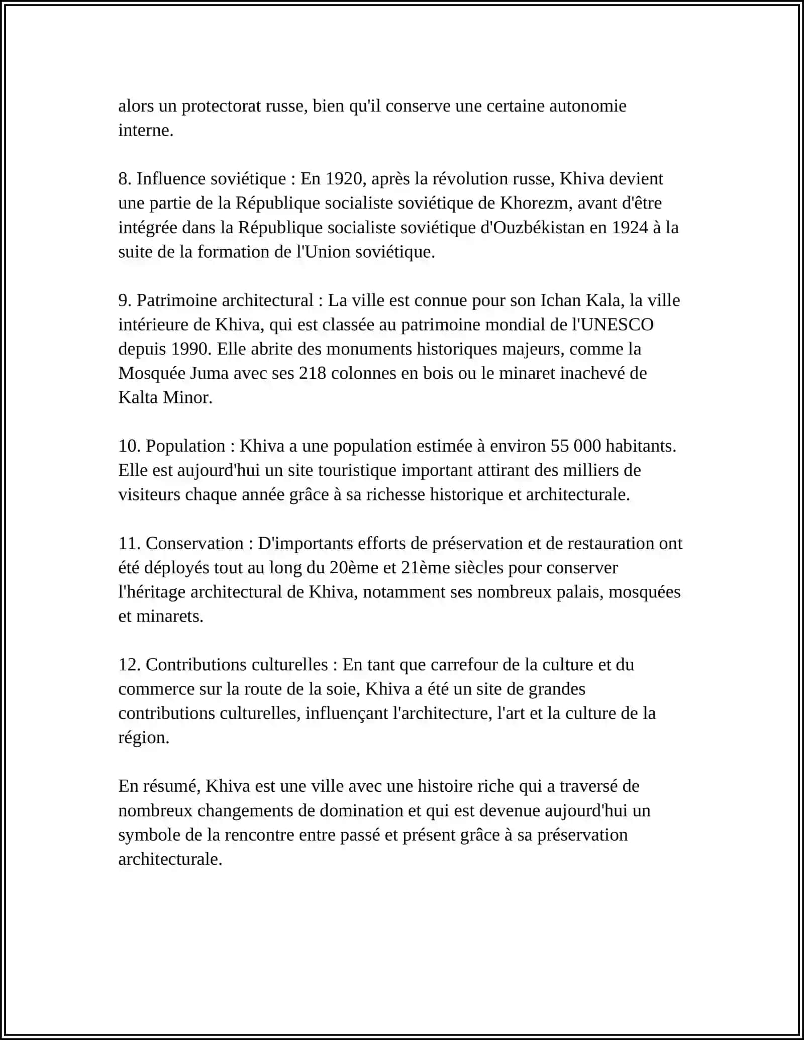 INFORMATION SUR LA VILLE DE KHIVA 4