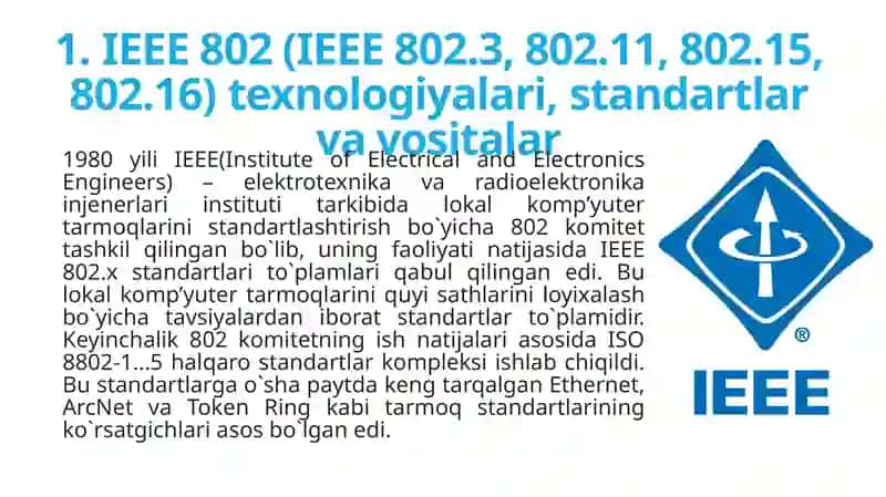 Kompyuter tarmoqlarining standart texnologiyalari 4