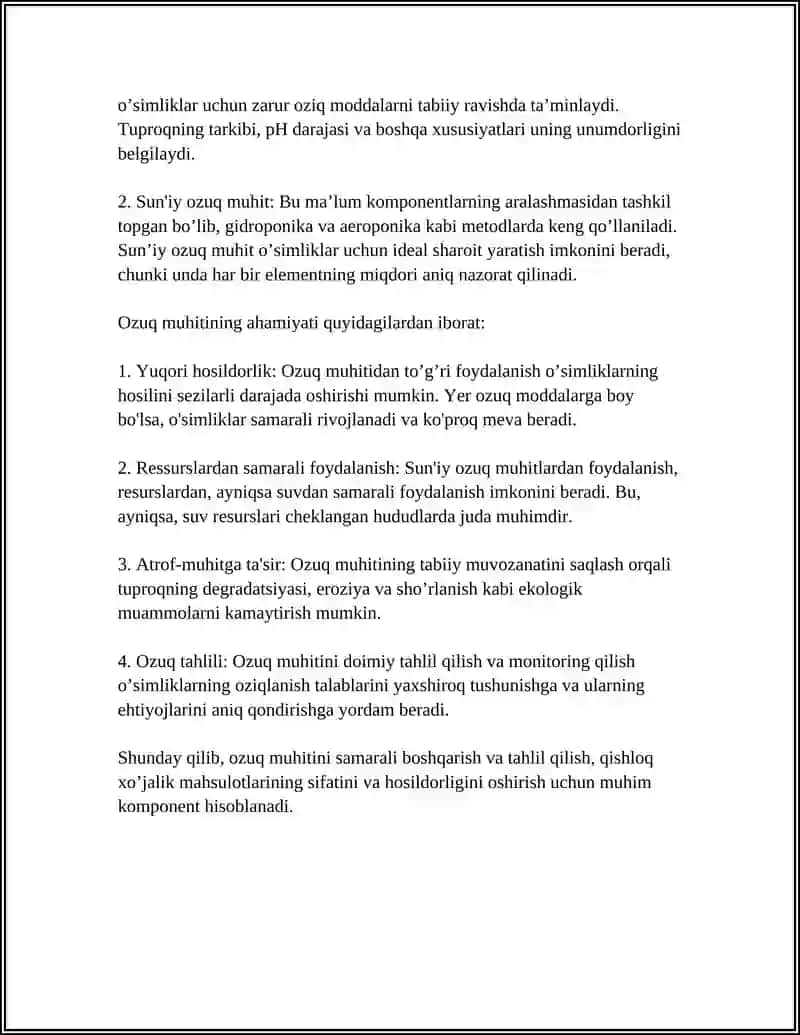 REFERAT Mavzu: OZUQ MUHITLARNING TURLARI VA ULARNING TARKIBI. 4