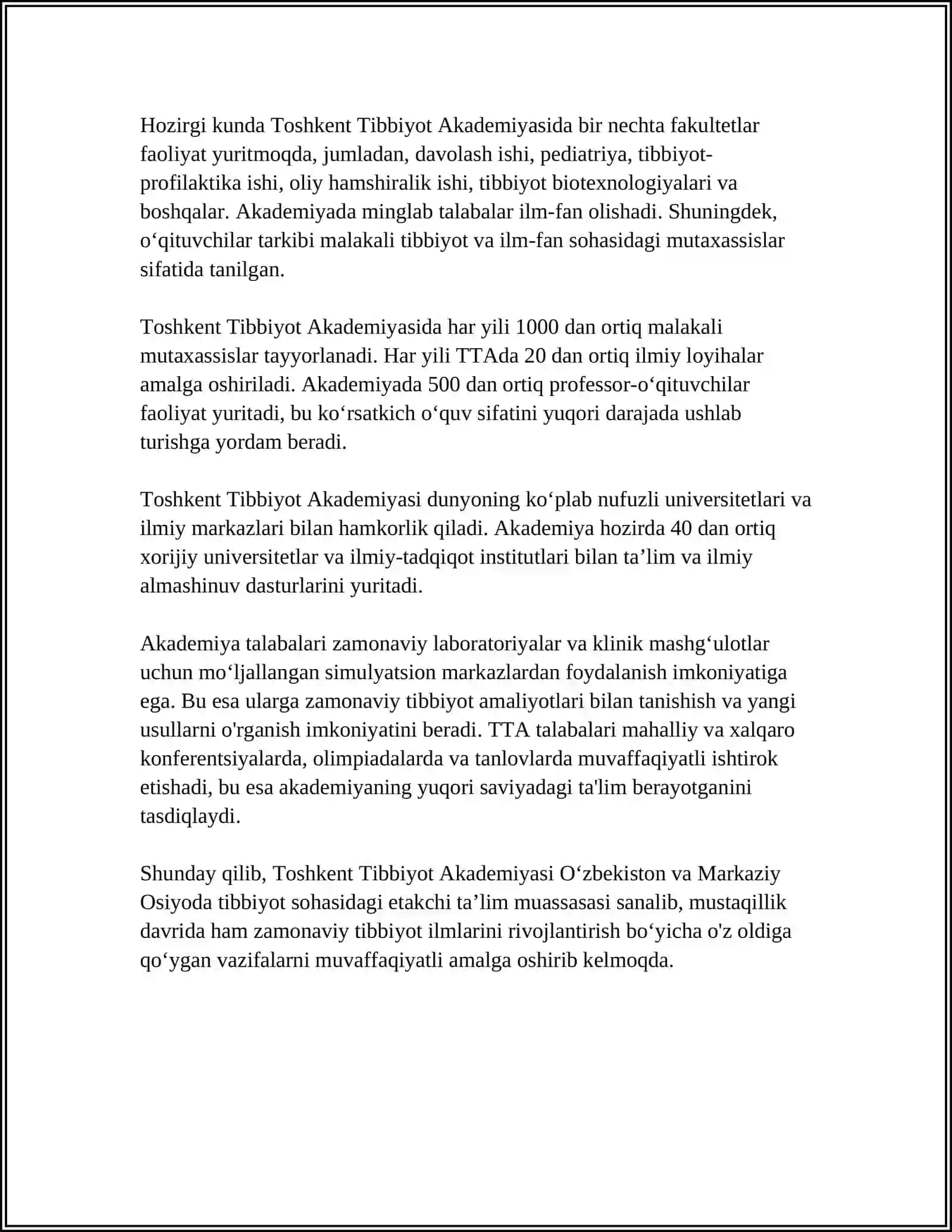 Toshkent Tibbiyot Akademiyasi 4