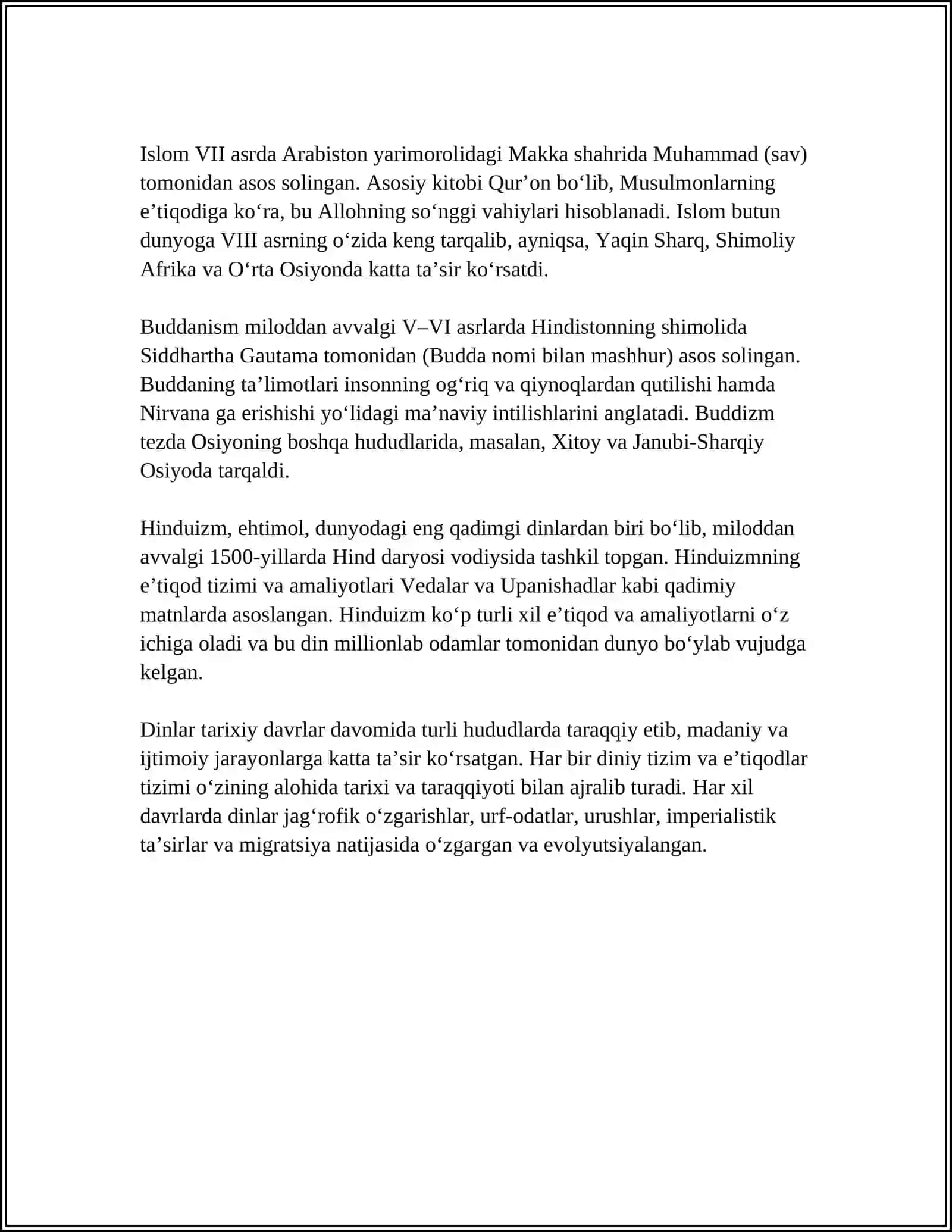 DINLARARO OʼZARO TAʼSIRNING GLOBALLASHUVI 4