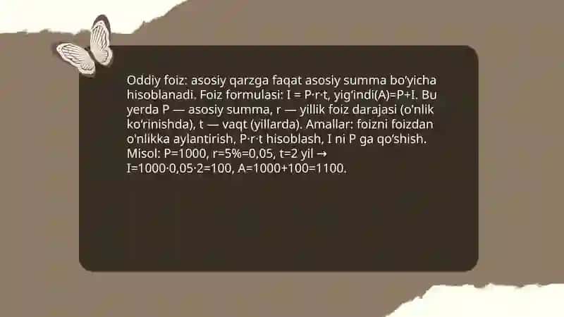Foiz va uning tadbiqiga doir masalalar 4
