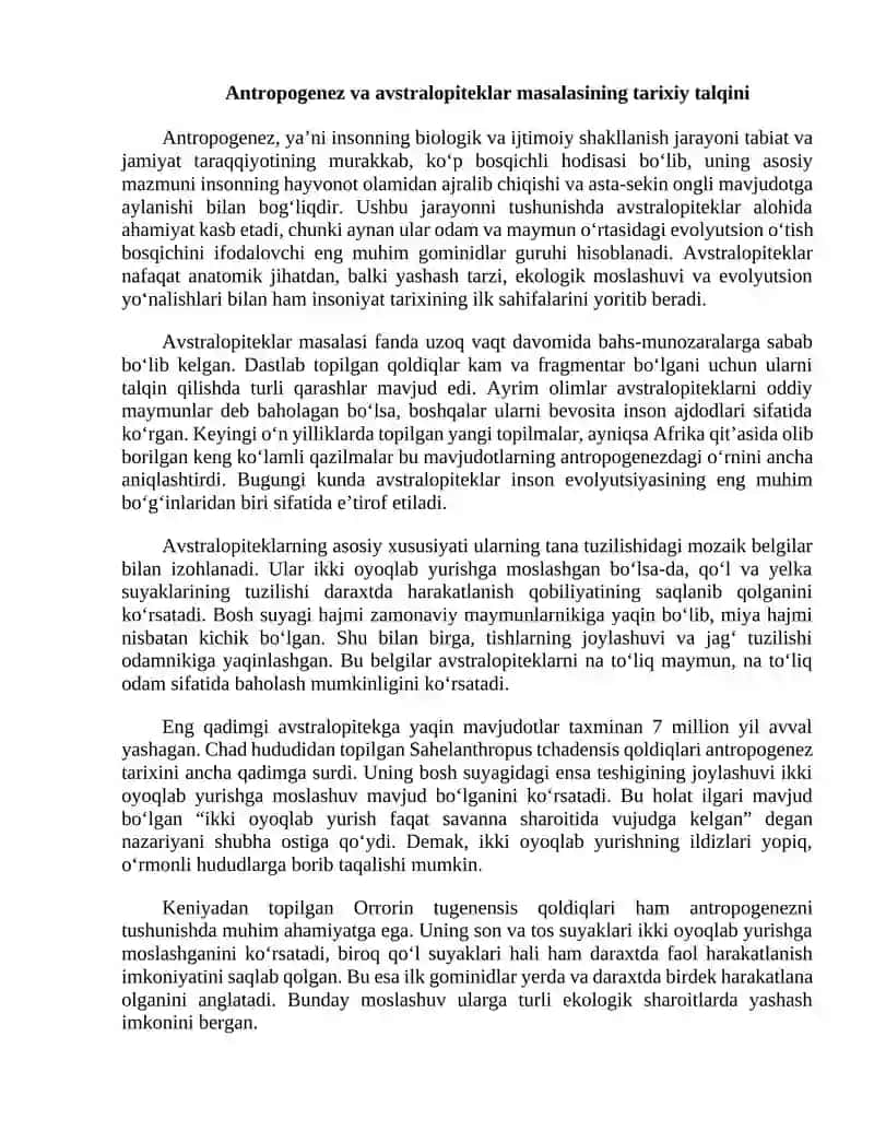 Avstralopiteklar masalasi 4