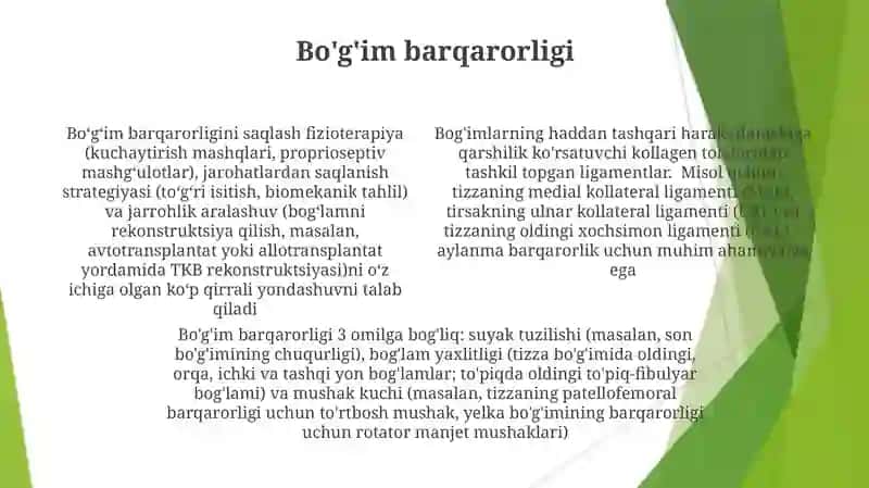 Boʻgʻim va boylamlar Artrologiya 4