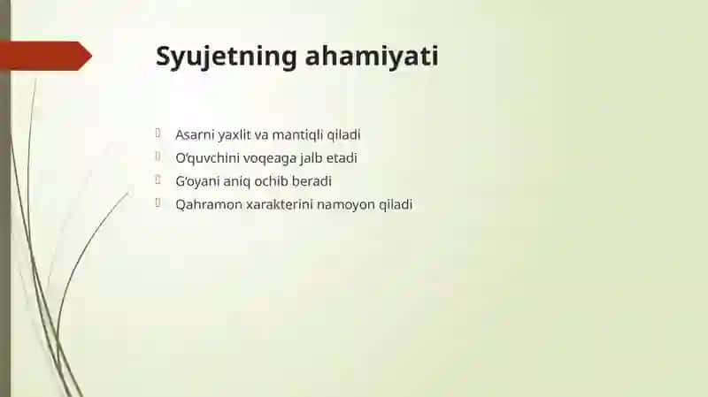 "Badiiy asar syujeti" taqdimot (slayd) 4