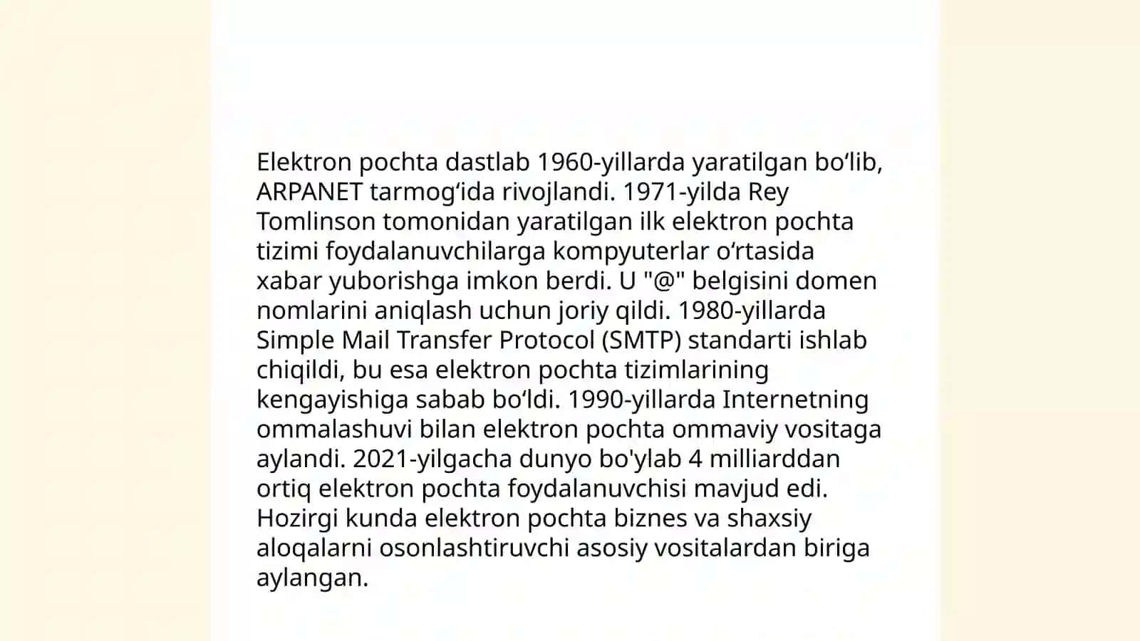 Elektron pochta tarixiy kelib chiqishi 4