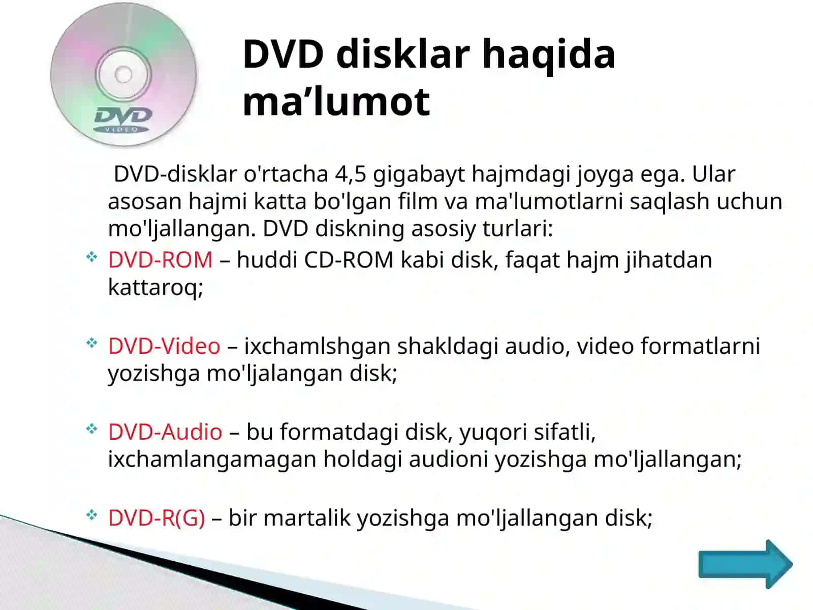 CD va DVD disklar va ularning konsepsiyasi 4