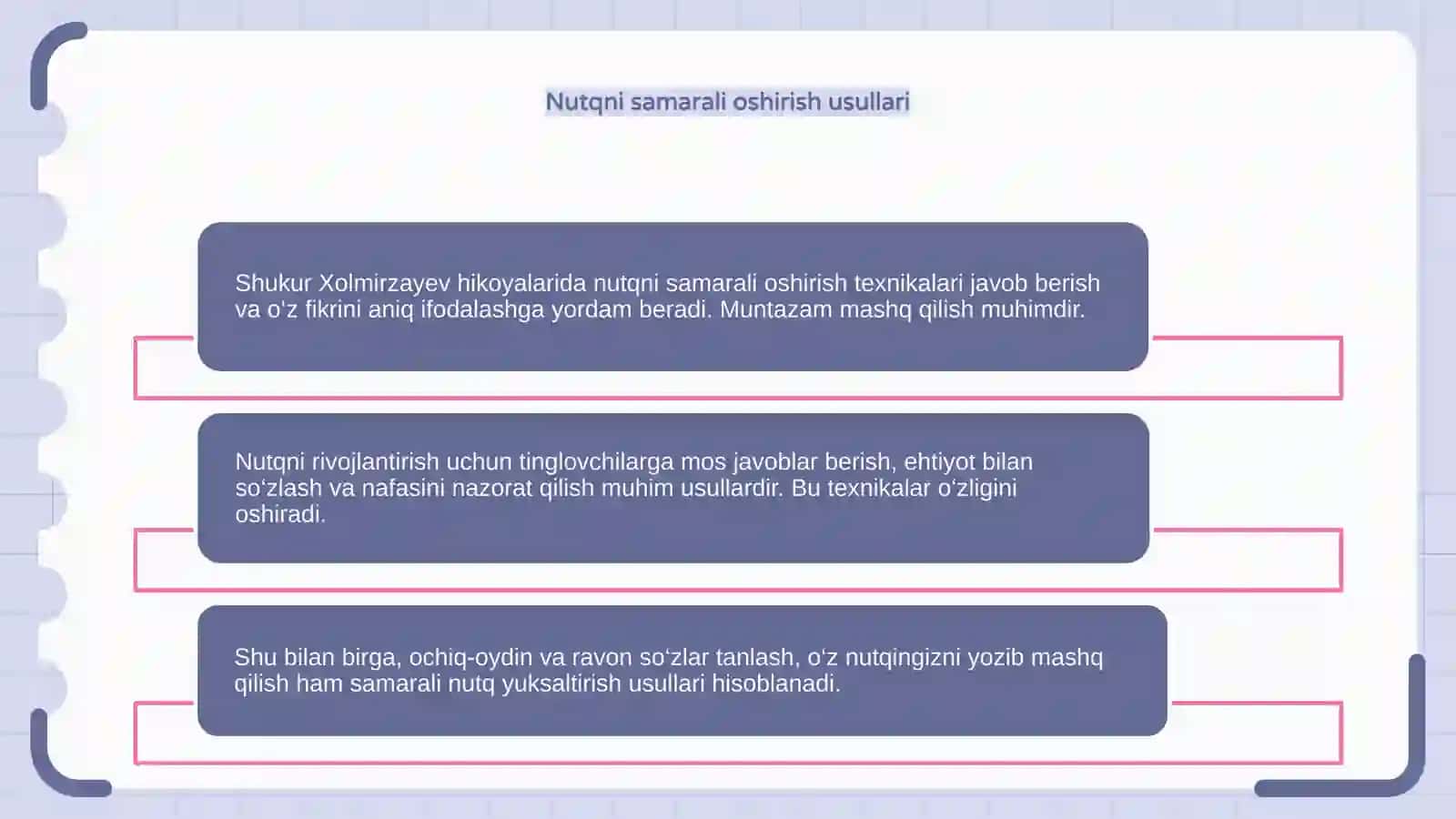 Shukur Xolmirzayev hikoyalarida nutqni samarali oshirish texnikalari 4