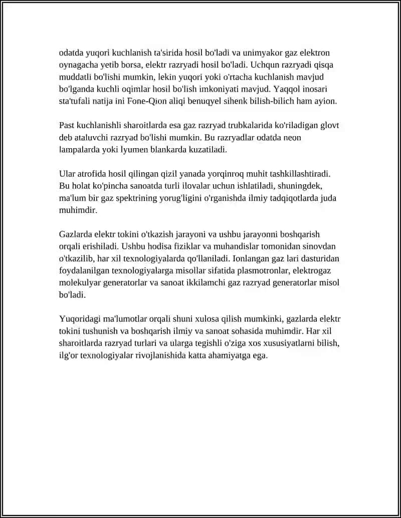 GAZLARDA ELEKTR TOKI GAZ RAZRYADI 4