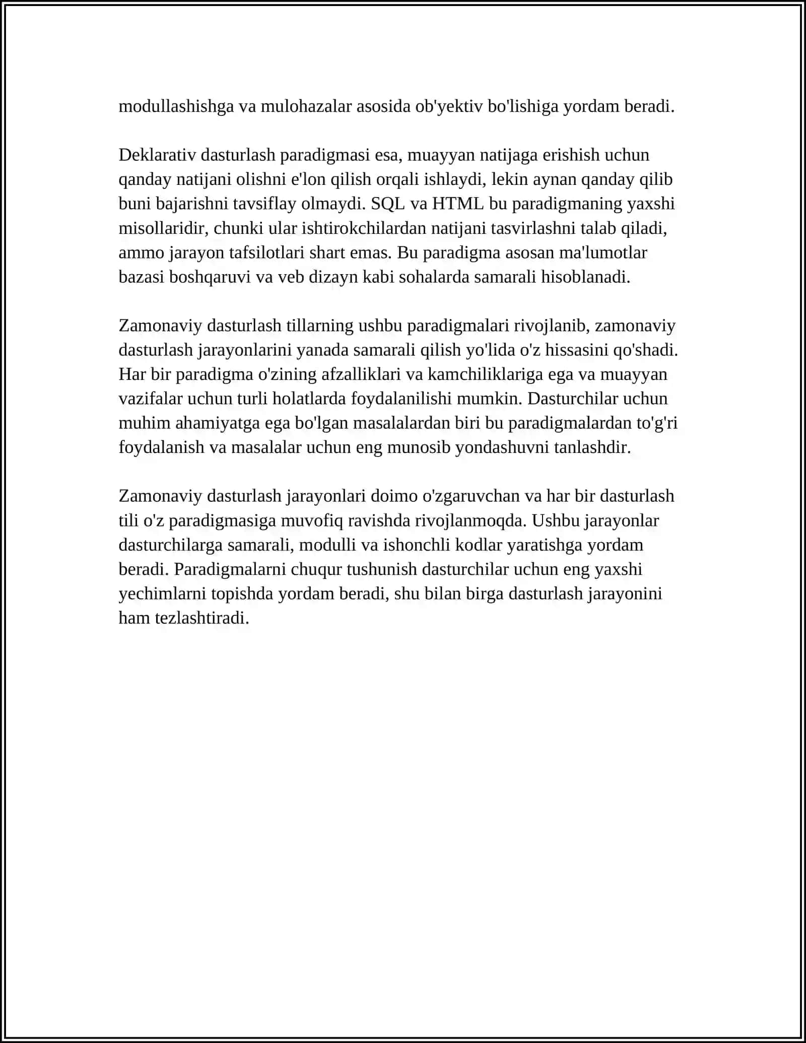 Zamonaviy Dasturlash Tillarining Tahlil 4