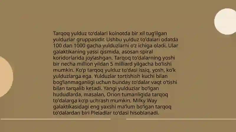 Tarqoq yulduz toʻdalari 4