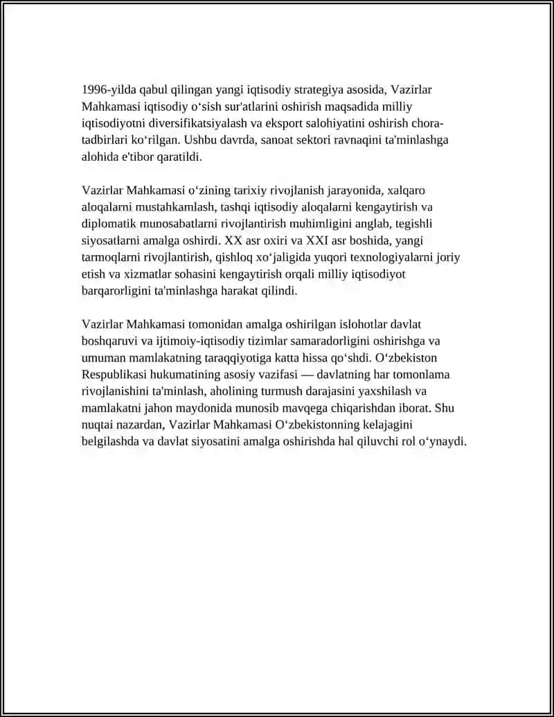 O‘ZBEKISTON RESPUBLIKASI VAZIRLAR MAHKAMASI 4