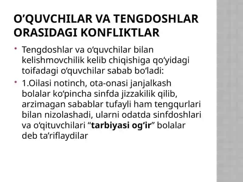 Jamoadagi konflikt va uni yechimga olib kelish yo'llari slayd 4