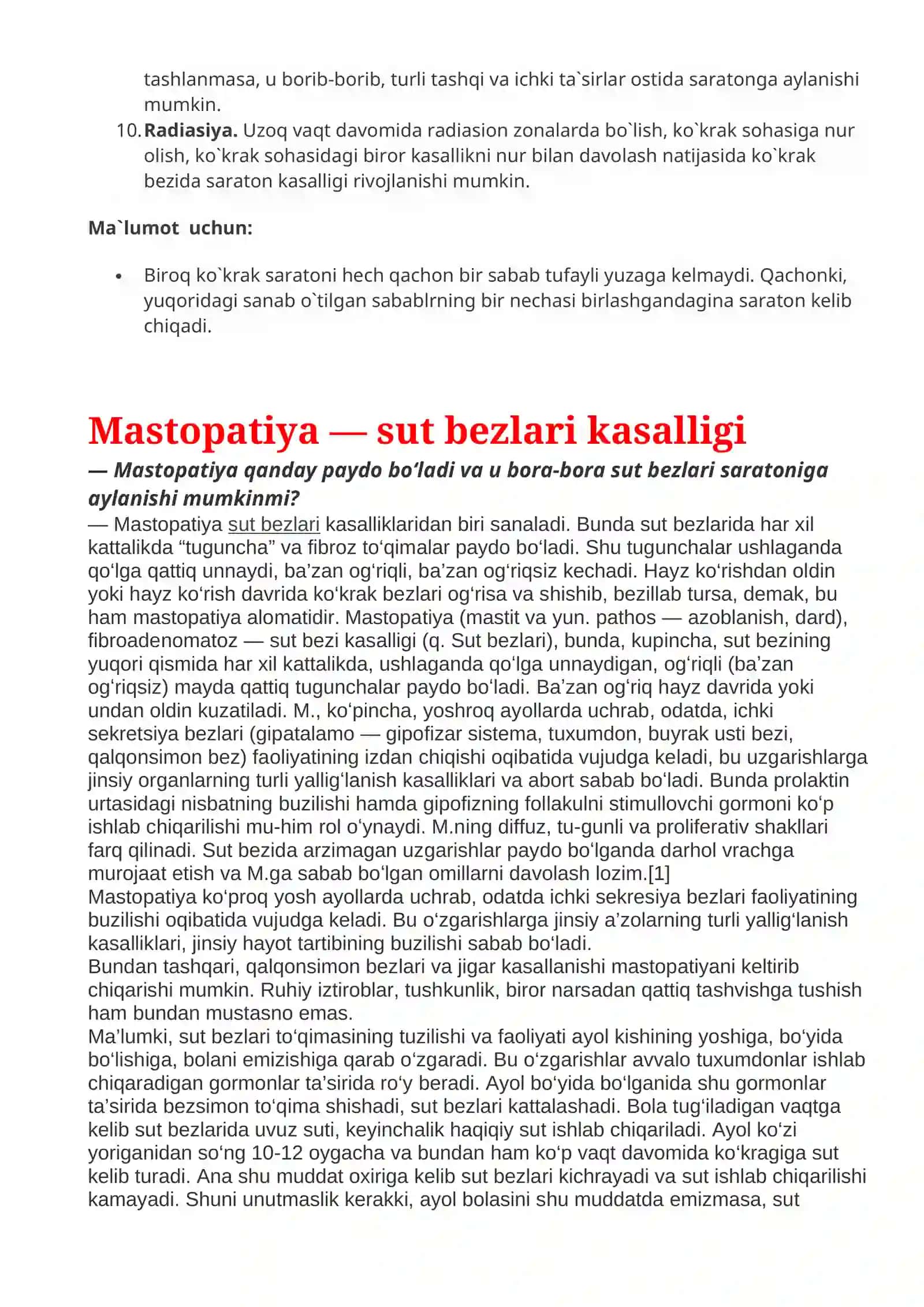 Ko‘krak bezi saratoni (Mutaxassis fikri) 4