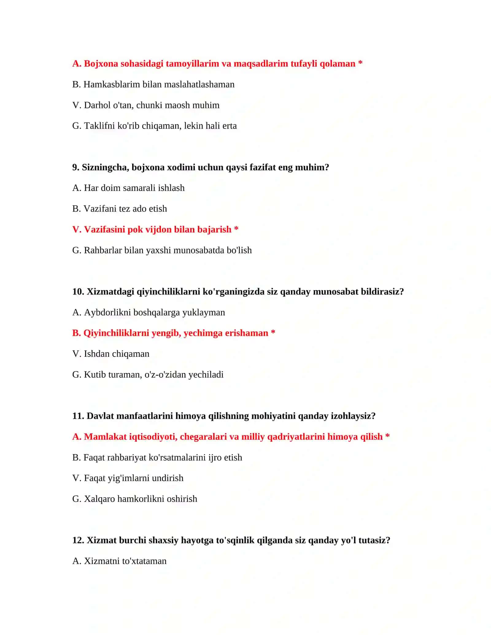 Bojxona ishga kirish IQ testlari 4