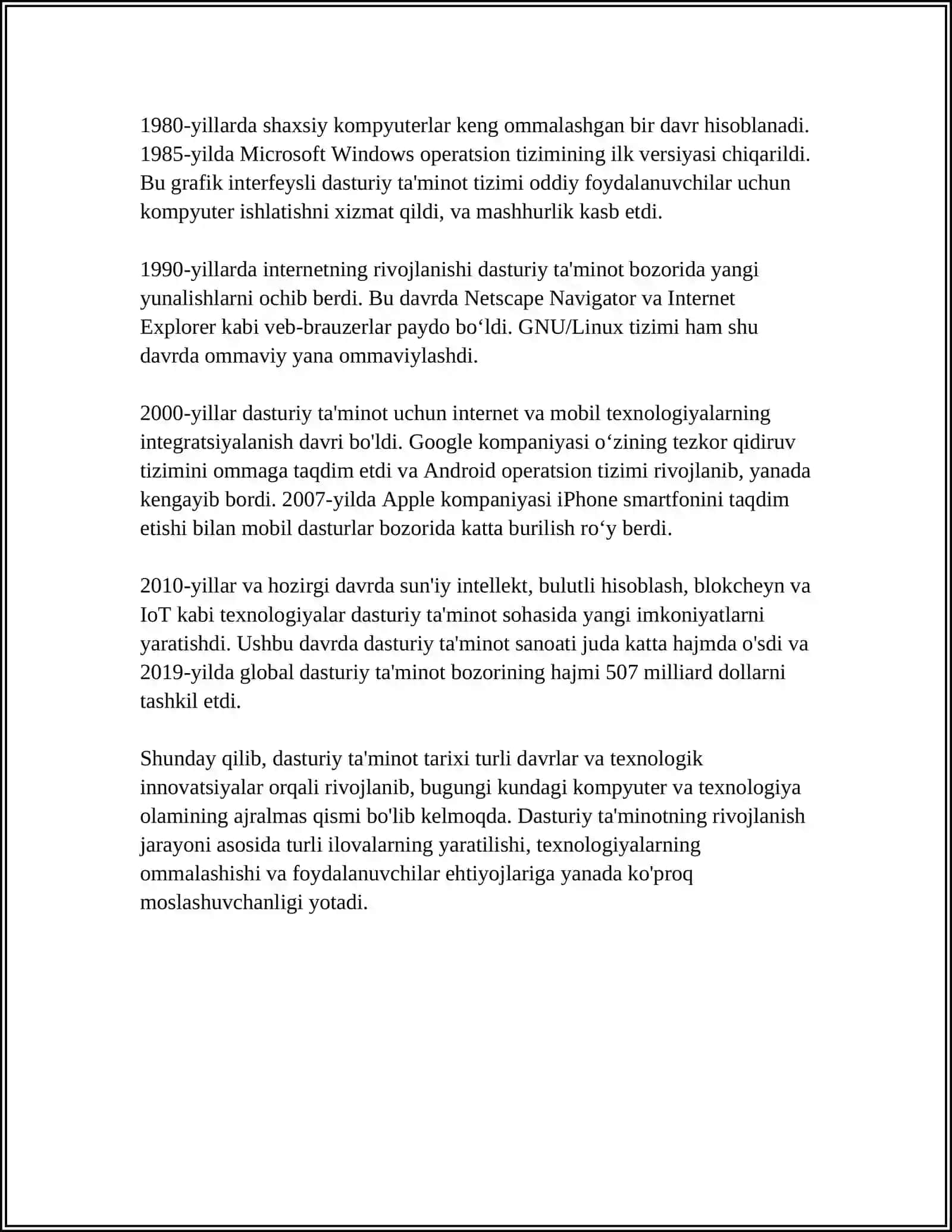 Dasturiy ta'minot va uning rivojlanish tendensiyalari 4
