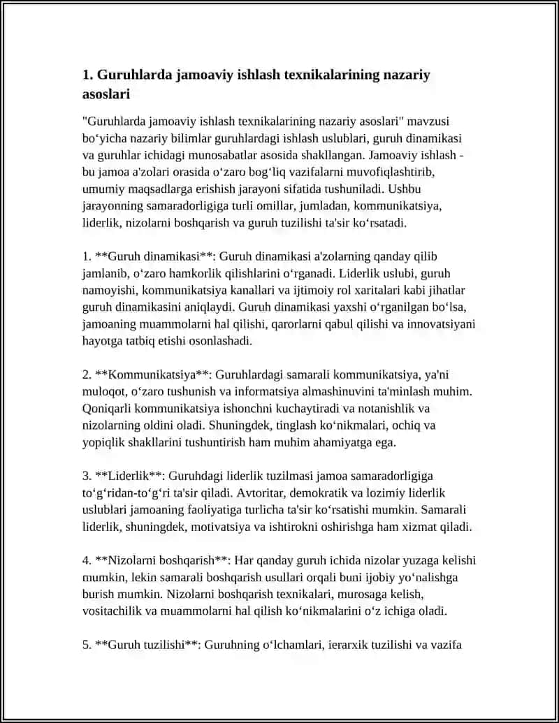 Guruhlarda Jamoaviy Ishlarni Tashkil Etish Texnikalari 4
