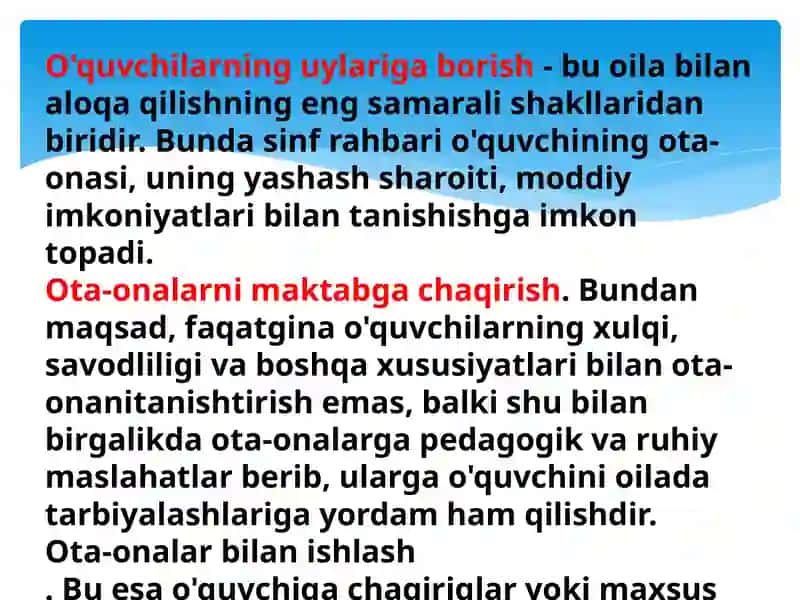 Ota-onalar bilan olib boriladigan ish shakl va metodlari 4