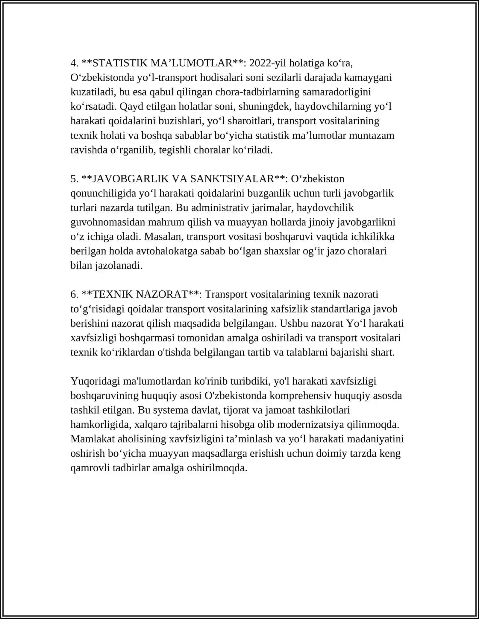 Yo‘l harakati xavfsizligi boshqaruvining huquqiy asosi 4